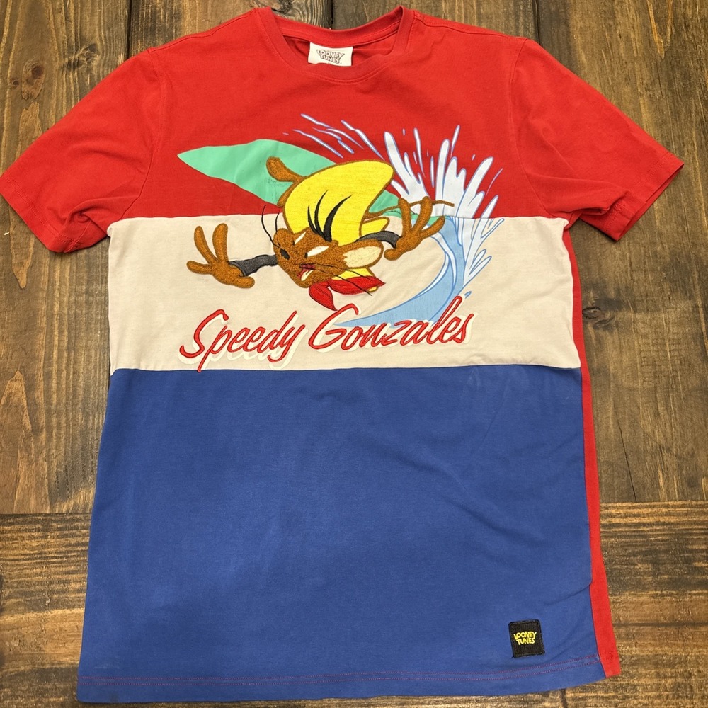 Looney Toons Speedy‎ Gonzales Crochet Embroidered T Shirt, Mens Medium